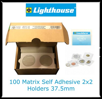 #ad Lighthouse Matrix Self Adhesive 2x2 Coin Flips Holders White 37.5mm 1 Box 100