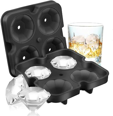 #ad Silicone 3D Diamond ICE Cube Tray Maker Mold Whiskey Cocktails