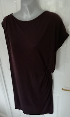 #ad All Saints Ladies Size S Brown Relian Wool Lyocell Blend Dress Ruched Side