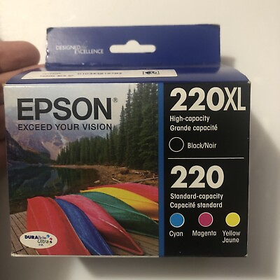 #ad Epson T220XL BCS Photo Black Cyan Magenta Yellow Ink Cartridge Genuine 220XL 220