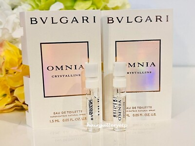 #ad 2 BVLGARI Omnia Crystalline Eau de Toilette Sampler Perfume Spray 1.5 ml FRESH