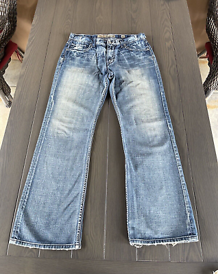 #ad Buckle BKE Tyler Bootcut Jeans Mens 33x34 Mid Wash Blue Premium Stretch Denim