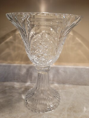 #ad Art Glass Towle Czech Cut Design Lead Crystal Pedestal Centerpiece Bowl 14quot;