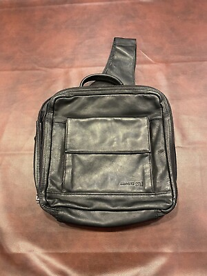 #ad Kenneth Cole Leather Side Messenger Bag w Adjustable Shoulder Strap Black
