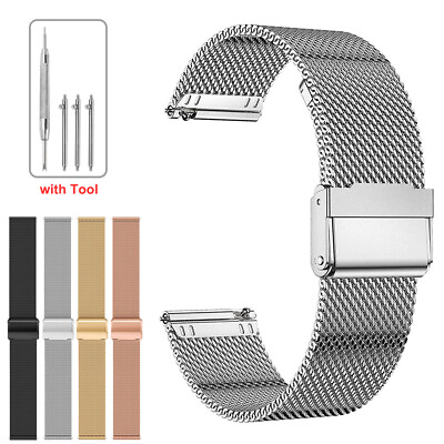 #ad 18mm 20mm 22mm Stainless Steel Mesh Metal Watch Strap Milanese Loop Band Unisex