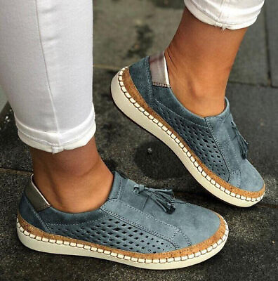 #ad Women Tassel Slip On Loafers Summer Flat Breathable Canvas Casual Shoes Sneakers