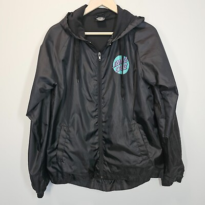 #ad Santa Cruz Black Dot Retro Windbreaker Zip Men#x27;s Jacket Size Large