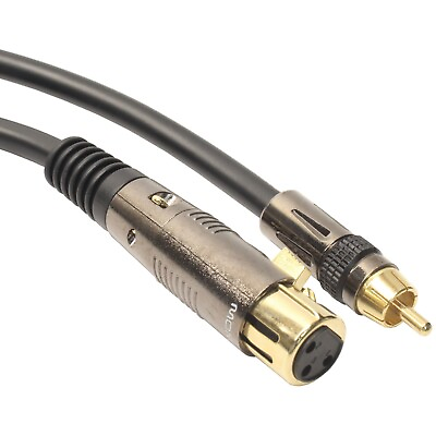 #ad XLR Male to RCA Male Cable Black With Gold Plated Connectors