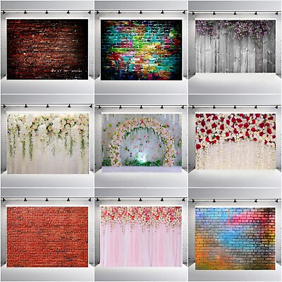 #ad 7x5 ft Vinyl Retro Photography Backdrop Valentine#x27;s Day Flower Wall Background