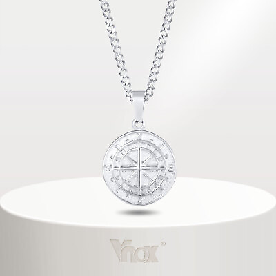 #ad Vnox Compass Pendant Necklace Men North Star Compass Pendant Mens Necklace