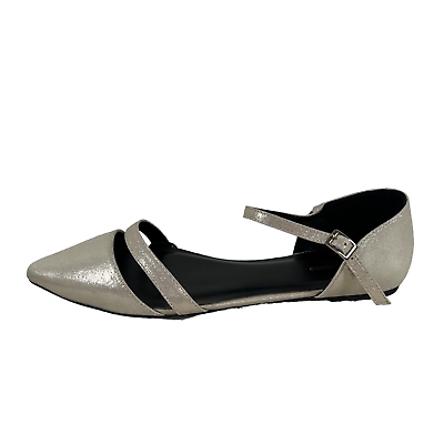 #ad Mio Marino Womens Patti Dorsay Flat Shoes Silver Buckle Ankle Strap 11 New
