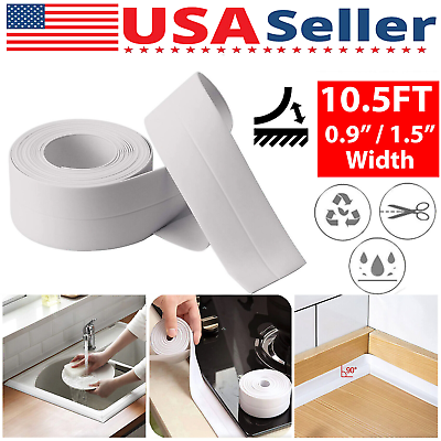 #ad 10.5ft PVC Self Adhesive Caulk Sealing Strip Tape For Kitchen Wall Sink Toilet