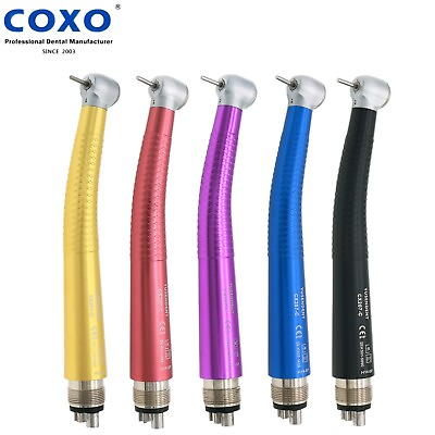 #ad US COXO Dental High Speed Handpiece Air Turbine Anti retraction 4 Hole Colorful