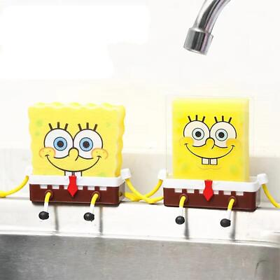 #ad Cartoon Sponge Holder SpongeBob Kitchen Organizer Storage Drain Rack Holder US