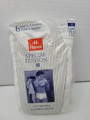 #ad Hanes Special Edition Cotton Briefs 6 Pack Size 32 NOS 1996 USA VTG 1990s NEW