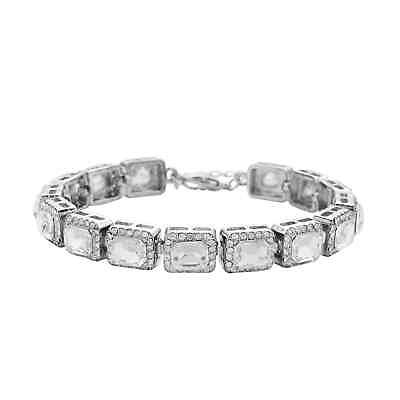 #ad White Simulated Glass White Crystal Tennis Bracelet for Women Birthday Gifts