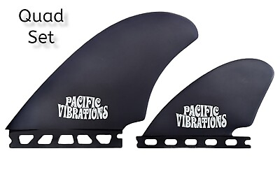 #ad PACIFIC VIBRATIONS Sea Side quad Fits Futures SURFBOARD Fins Fiberglass Smoke