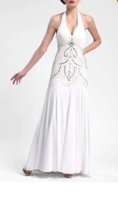 #ad Sue Wong Beaded Satin Dress And Most Lexirious Fabric Size 6 4Color White
