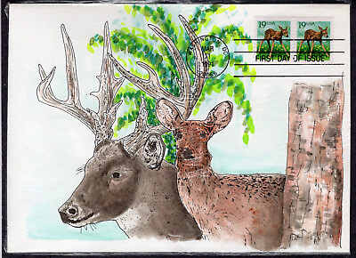 #ad 1991 19c Fawn Postcard Rate 2479 Unknown maker quot;Michaelquot; COMBO FDC NQ552