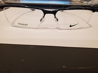 #ad Nike Eyeglasses 6071 003 BLACK TITANIUM Rectangular Half Rim 59 16 145 NEW