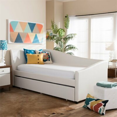 #ad Vera Faux Leather Twin Daybed in White