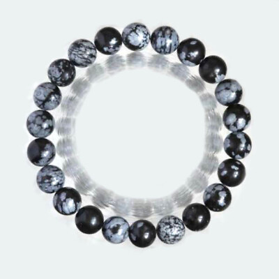 #ad 100% Natural Snow Obsidian Bracelet 8mm Round Wholesale Lot Gemstone Jewellery