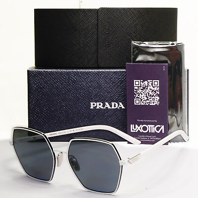 #ad Prada Sunglasses White Polarized Grey Angular Square PR56YS SPR 56Y 461 5Z1 55mm