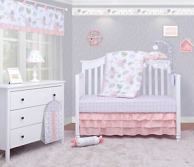 #ad 6 Piece Birds Flamingos Baby Girl Nursery Crib Bedding Sets By OptimaBaby