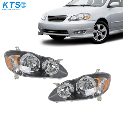#ad For 2003 2008 Toyota Corolla Headlamp Headlights Black Clear Lens Leftamp;Right
