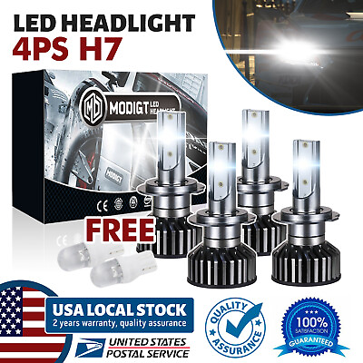 #ad 4x Super Bright H7 LED Headlight Kit High Low Beam Bulbs 120000LM 6000K White