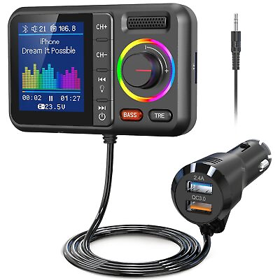 #ad Bluetooth Car FM Transmitter Micro SD LED AUX Radio QC PD USB Adapter MP3 Player $18.99