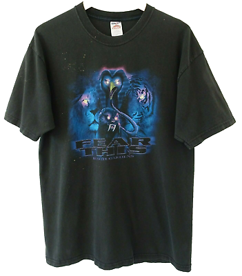 #ad M L Vtg 90s Busch Gardens Va FEAR THIS Roller Coaster Distressed Grunge T Shirt