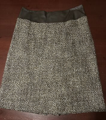 #ad Philippe Adec Paris Brown Wool Tweed Skirt A Line Leather Corset Lace Up Waist
