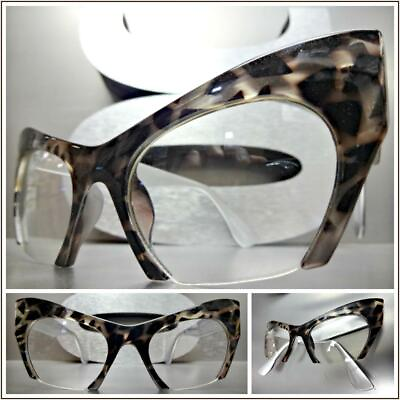 #ad Classy Elegant Exotic Retro Cat Eye Style Clear Lens EYE GLASSES Leopard Frame