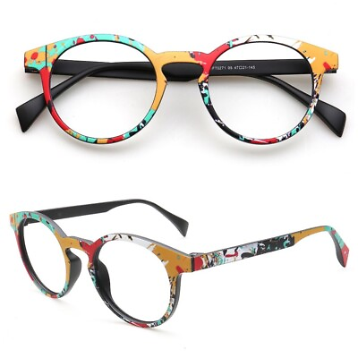 #ad Lightweight Men Round Eyeglasses Frames Women Rainbow Fashion Retro Glasses TR