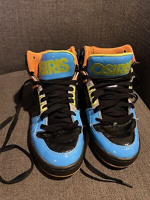 #ad Osiris Nyc83 Size 10 Bronx Skater Blue Orange Black Used Worn Decent Pair