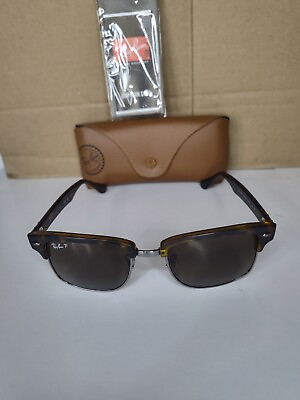 #ad Ray Ban Clubmaster RB4190 Tortoise Frame with Polarized Brown Lens Men#x27;s... $85.00