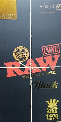 #ad RAW  Black Classic King Size Pre Rolled Cones  109mm 