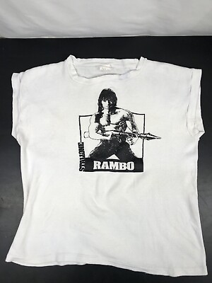 #ad RARE Authentic Vintage 80s Rambo First Blood Shirt Movie Promo Stallone XL