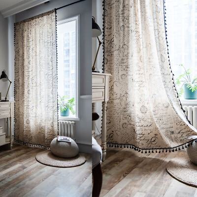 #ad Bohemian Tassel Printed Curtain For Living Room Curtain Window Draped Treatment