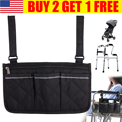 #ad Outdoor Wheelchair Side Pouch Storage Bag Armrest Pocket Organizer Holder New US $7.47