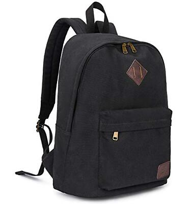 #ad Canvas Laptop Backpack Durable Rucksack Travel Notebook Bag for Men Women Bla...