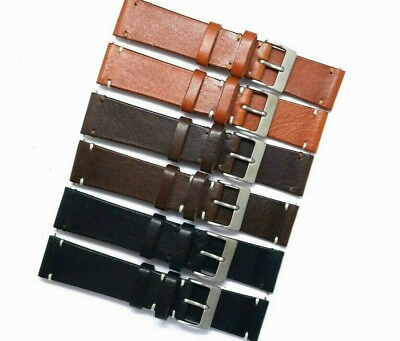 #ad 21mm Black or Brown Genuine Leather Classic Style Men Watch Strap Handmade