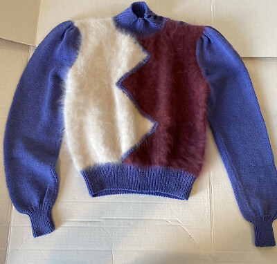#ad Handmade Long Sleeve High Neck Mohair Short Midriff Sweater