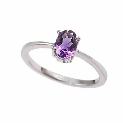 #ad Pretty Oval Purple Zirconia Gemstone Ring 925 Sterling Silver Gift Jewelry