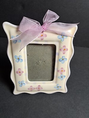 #ad Purple amp; Blue Floral Porcelain Photo Frame Baby Girls Room Baby Shower Gift Cute