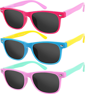#ad Kids Sunglasses Polarized Frame Sunglasses for Kids Boys Girls 3 Pack Age 3 10