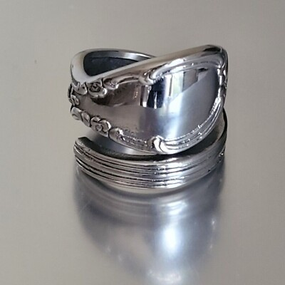 #ad Victorian Stainless Steel Spoon Ring Classic Large Band Ring