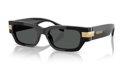 #ad Versace VE4465F GB1 87 Black Dark Grey Rectangular Women#x27;s Sunglasses