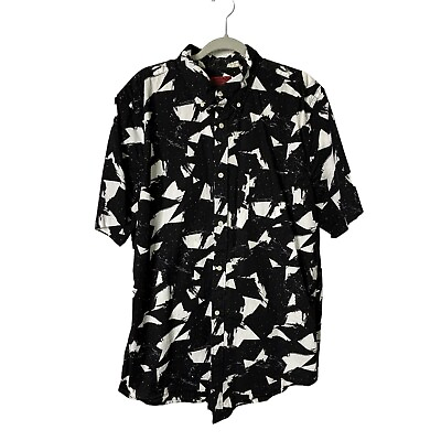 #ad Foundry Supply Co Shirt Mens LT Black White Button Down Short Sleeve Pocket